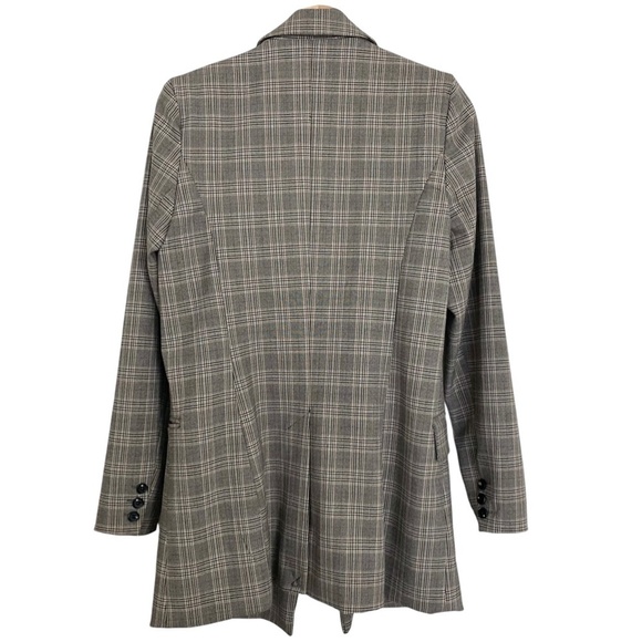 RACHEL ZOE Double Breasted Glen Plaid Open Front Longline Blazer Jacket - Picture 10 of 12